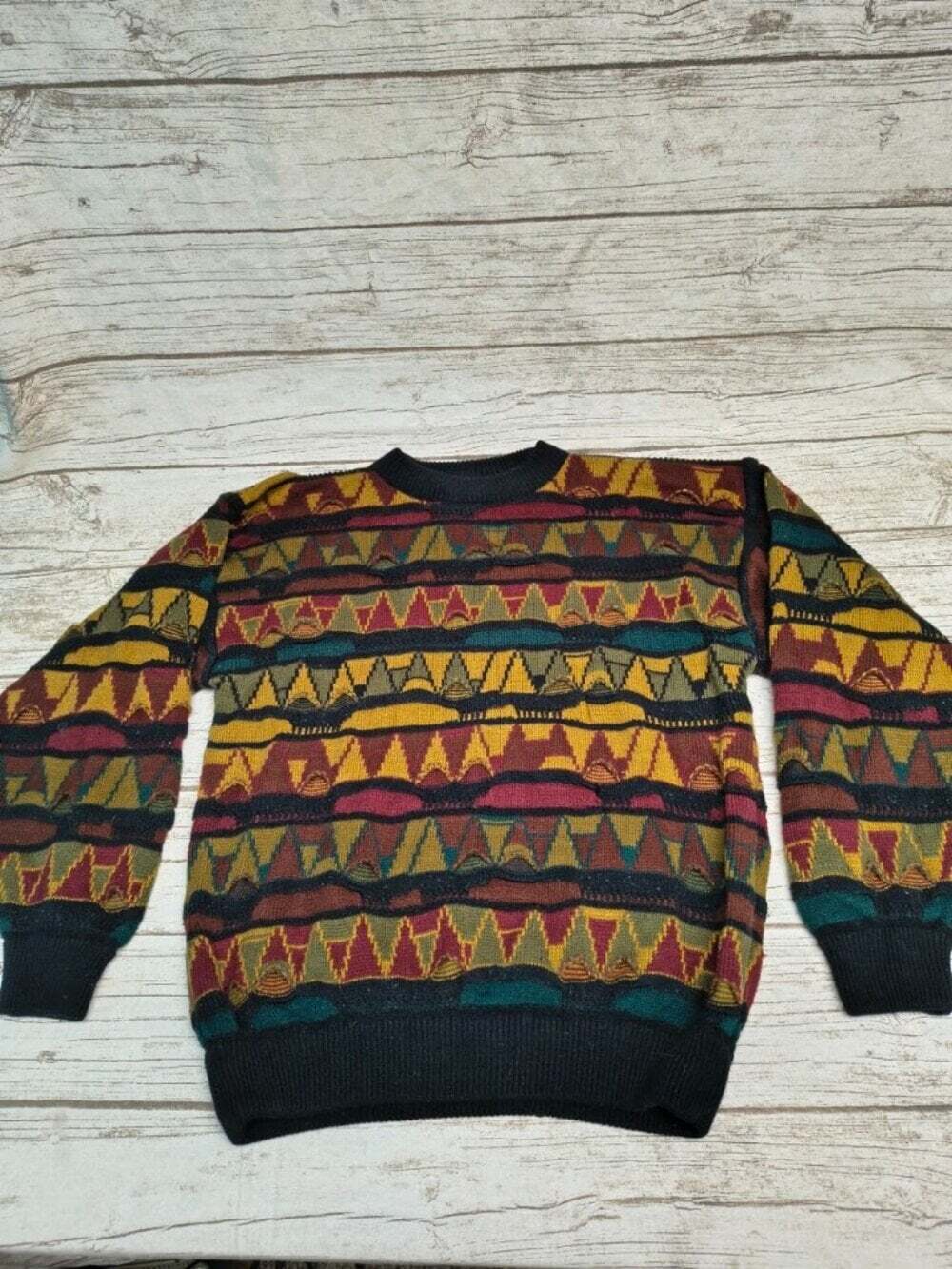 INDEX International Bold Geometric 3D Knit Sweater Size Large